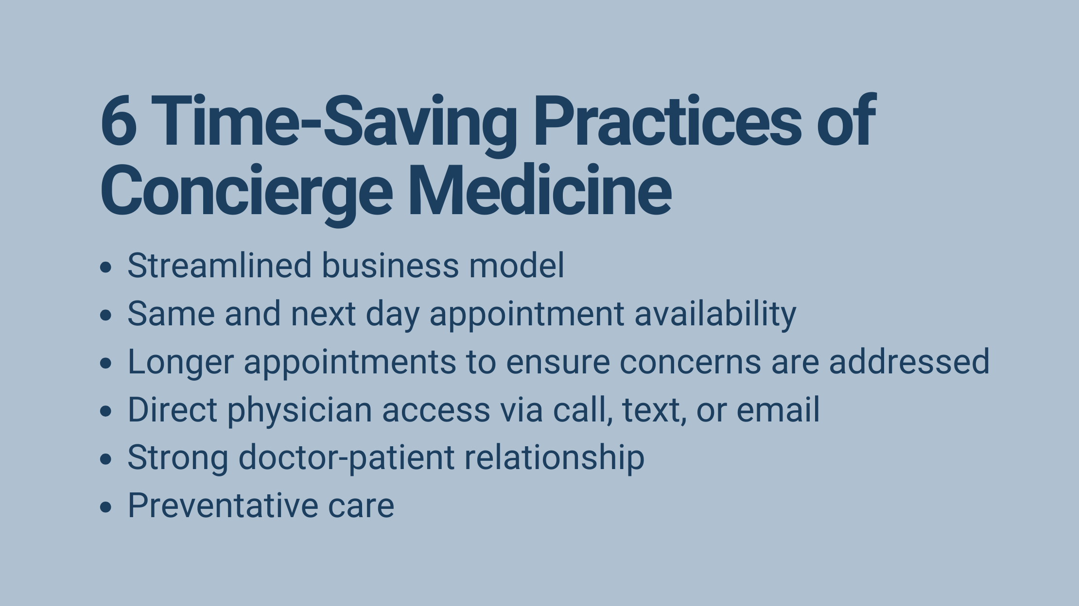 Time-Saving Practices of Concierge Medicine